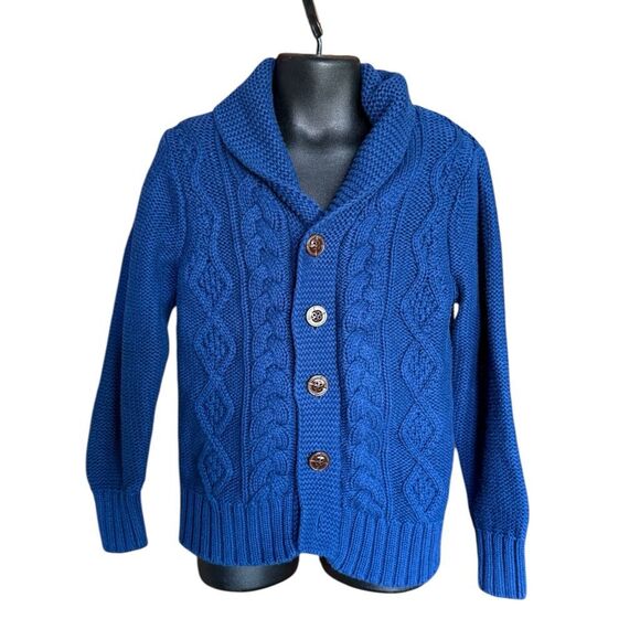 Toddler Boys Old Navy Blue Cable Knit Button Down Cardigan Button Sweater  Sz 5T - Picture 1 of 1